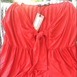 Boohoo Red Knot Front Maxi Dress Size 18 U.S. NWT
